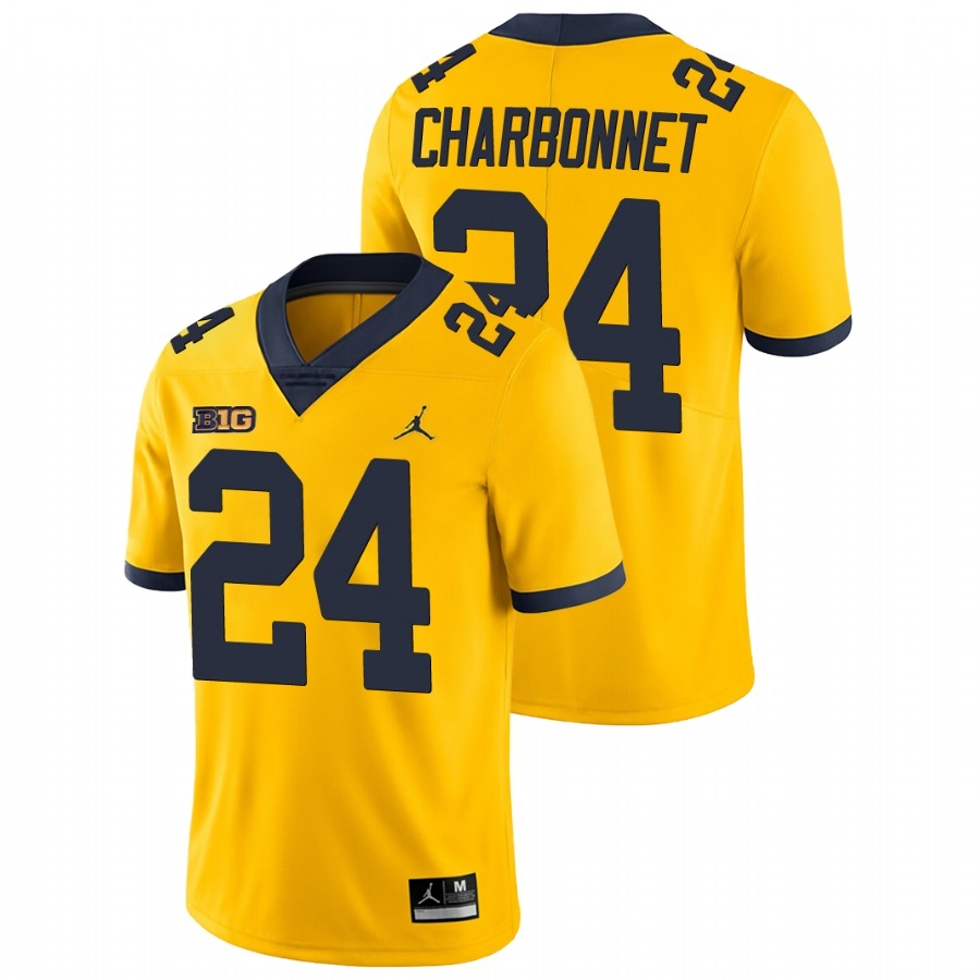 Michigan Wolverines Men's NCAA Zach Charbonnet #24 Yellow Game College Football Jersey DVR8549TD
